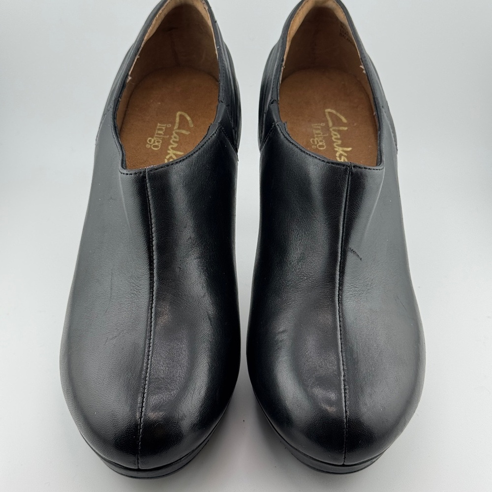Clarks Indio Women's Black Leather High Heel Boots Size 8 M